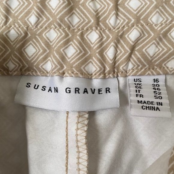 Susan Graver Cream Patterned Ankle Pants - Picture 3 of 4